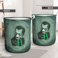 James Baldwin Laundry Basket Green Handwritten Script Design Smiling Portrait Civil Rights and Literature - Wonder Print Shop