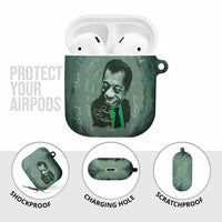 James Baldwin AirPods Case Green Handwritten Script Design Smiling Portrait Civil Rights and Literature - Wonder Print Shop
