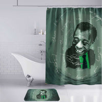 James Baldwin Bathroom Set Green Handwritten Script Design Smiling Portrait Civil Rights and Literature - Wonder Print Shop