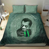 James Baldwin Bedding Set Green Handwritten Script Design Smiling Portrait Civil Rights and Literature - Wonder Print Shop
