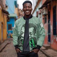 James Baldwin Bomber Jacket Green Handwritten Script Design Smiling Portrait Civil Rights and Literature - Wonder Print Shop