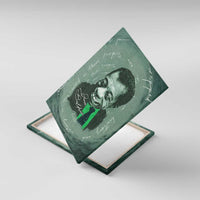 James Baldwin Canvas Wall Art Green Handwritten Script Design Smiling Portrait Civil Rights and Literature - Wonder Print Shop