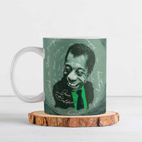 James Baldwin Ceramic Mug Green Handwritten Script Design Smiling Portrait Civil Rights and Literature - Wonder Print Shop