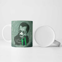 James Baldwin Ceramic Mug Green Handwritten Script Design Smiling Portrait Civil Rights and Literature - Wonder Print Shop