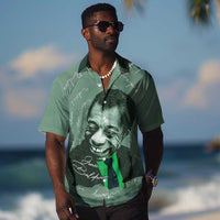 James Baldwin Hawaiian Shirt Green Handwritten Script Design Smiling Portrait Civil Rights and Literature TS04