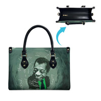 James Baldwin Leather Bag Green Handwritten Script Design Smiling Portrait Civil Rights and Literature - Wonder Print Shop