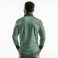 James Baldwin Long Sleeve Polo Shirt Green Handwritten Script Design Smiling Portrait Civil Rights and Literature - Wonder Print Shop