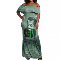 James Baldwin Off Shoulder Maxi Dress Green Handwritten Script Design Smiling Portrait Civil Rights and Literature - Wonder Print Shop