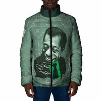 James Baldwin Padded Jacket Green Handwritten Script Design Smiling Portrait Civil Rights and Literature - Wonder Print Shop