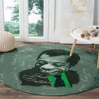 James Baldwin Round Carpet Green Handwritten Script Design Smiling Portrait Civil Rights and Literature - Wonder Print Shop