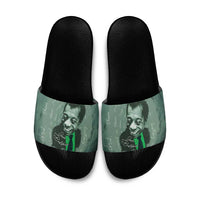 James Baldwin Slide Sandals Green Handwritten Script Design Smiling Portrait Civil Rights and Literature - Wonder Print Shop