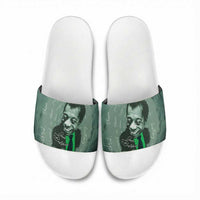 James Baldwin Slide Sandals Green Handwritten Script Design Smiling Portrait Civil Rights and Literature - Wonder Print Shop