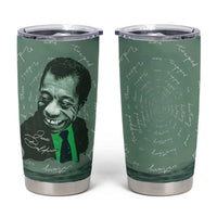 James Baldwin Tumbler Cup Green Handwritten Script Design Smiling Portrait Civil Rights and Literature - Wonder Print Shop