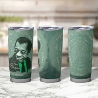 James Baldwin Tumbler Cup Green Handwritten Script Design Smiling Portrait Civil Rights and Literature - Wonder Print Shop