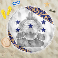Honduras Beach Blanket National Emblem Blended with Traditional Patterns - Cultural Heritage Design