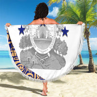 Honduras Beach Blanket National Emblem Blended with Traditional Patterns - Cultural Heritage Design