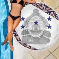 Honduras Beach Blanket National Emblem Blended with Traditional Patterns - Cultural Heritage Design