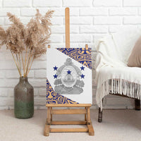 Honduras Canvas Wall Art National Emblem Blended with Traditional Patterns - Cultural Heritage Design