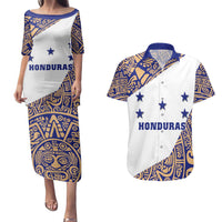 Honduras Couples Matching Puletasi and Hawaiian Shirt National Emblem Blended with Traditional Patterns - Cultural Heritage Design