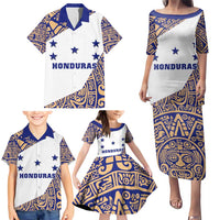 Honduras Family Matching Puletasi and Hawaiian Shirt National Emblem Blended with Traditional Patterns - Cultural Heritage Design