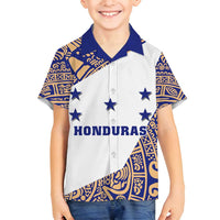 Honduras Family Matching Summer Maxi Dress and Hawaiian Shirt National Emblem Blended with Traditional Patterns - Cultural Heritage Design