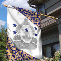 Honduras Garden Flag National Emblem Blended with Traditional Patterns - Cultural Heritage Design
