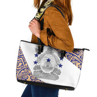 Honduras Leather Tote Bag National Emblem Blended with Traditional Patterns - Cultural Heritage Design