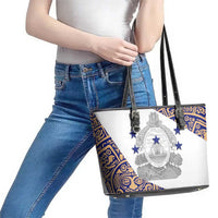 Honduras Leather Tote Bag National Emblem Blended with Traditional Patterns - Cultural Heritage Design