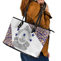 Honduras Leather Tote Bag National Emblem Blended with Traditional Patterns - Cultural Heritage Design