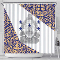 Honduras Shower Curtain National Emblem Blended with Traditional Patterns - Cultural Heritage Design