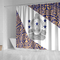 Honduras Shower Curtain National Emblem Blended with Traditional Patterns - Cultural Heritage Design