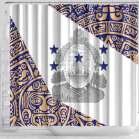 Honduras Shower Curtain National Emblem Blended with Traditional Patterns - Cultural Heritage Design