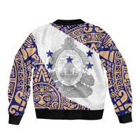 Honduras Sleeve Zip Bomber Jacket National Emblem Blended with Traditional Patterns - Cultural Heritage Design