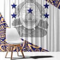 Honduras Window Curtain National Emblem Blended with Traditional Patterns - Cultural Heritage Design