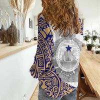 Honduras Women Casual Shirt National Emblem Blended with Traditional Patterns - Cultural Heritage Design