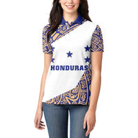 Honduras Women Polo Shirt National Emblem Blended with Traditional Patterns - Cultural Heritage Design