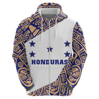Honduras Zip Hoodie National Emblem Blended with Traditional Patterns - Cultural Heritage Design