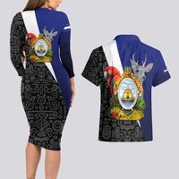 Honduras Coat of Arms Couples Matching Long Sleeve Bodycon Dress and Hawaiian Shirt Traditional Patterns & National Symbol