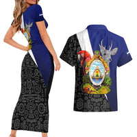 Honduras Coat of Arms Couples Matching Short Sleeve Bodycon Dress and Hawaiian Shirt Traditional Patterns & National Symbol