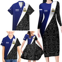 Honduras Coat of Arms Family Matching Long Sleeve Bodycon Dress and Hawaiian Shirt Traditional Patterns & National Symbol