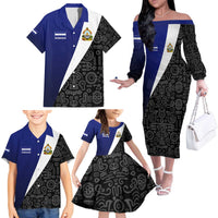 Honduras Coat of Arms Family Matching Off The Shoulder Long Sleeve Dress and Hawaiian Shirt Traditional Patterns & National Symbol
