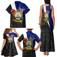 Honduras Coat of Arms Family Matching Tank Maxi Dress and Hawaiian Shirt Traditional Patterns & National Symbol