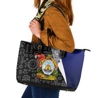 Honduras Coat of Arms Leather Tote Bag Traditional Patterns & National Symbol