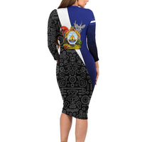 Honduras Coat of Arms Long Sleeve Bodycon Dress Traditional Patterns & National Symbol