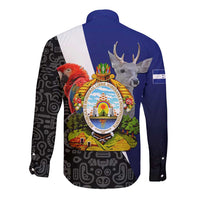 Honduras Coat of Arms Long Sleeve Button Shirt Traditional Patterns & National Symbol