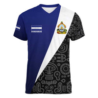 Honduras Coat of Arms Women V-Neck T-Shirt Traditional Patterns & National Symbol