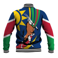 Namibia National Emblem Baseball Jacket Flag Colors & Symbolic Animals Design