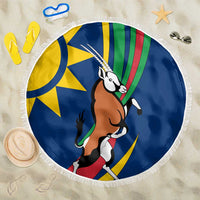 Namibia National Emblem Beach Blanket Flag Colors & Symbolic Animals Design