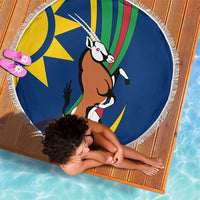 Namibia National Emblem Beach Blanket Flag Colors & Symbolic Animals Design