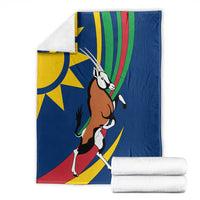Namibia National Emblem Blanket Flag Colors & Symbolic Animals Design